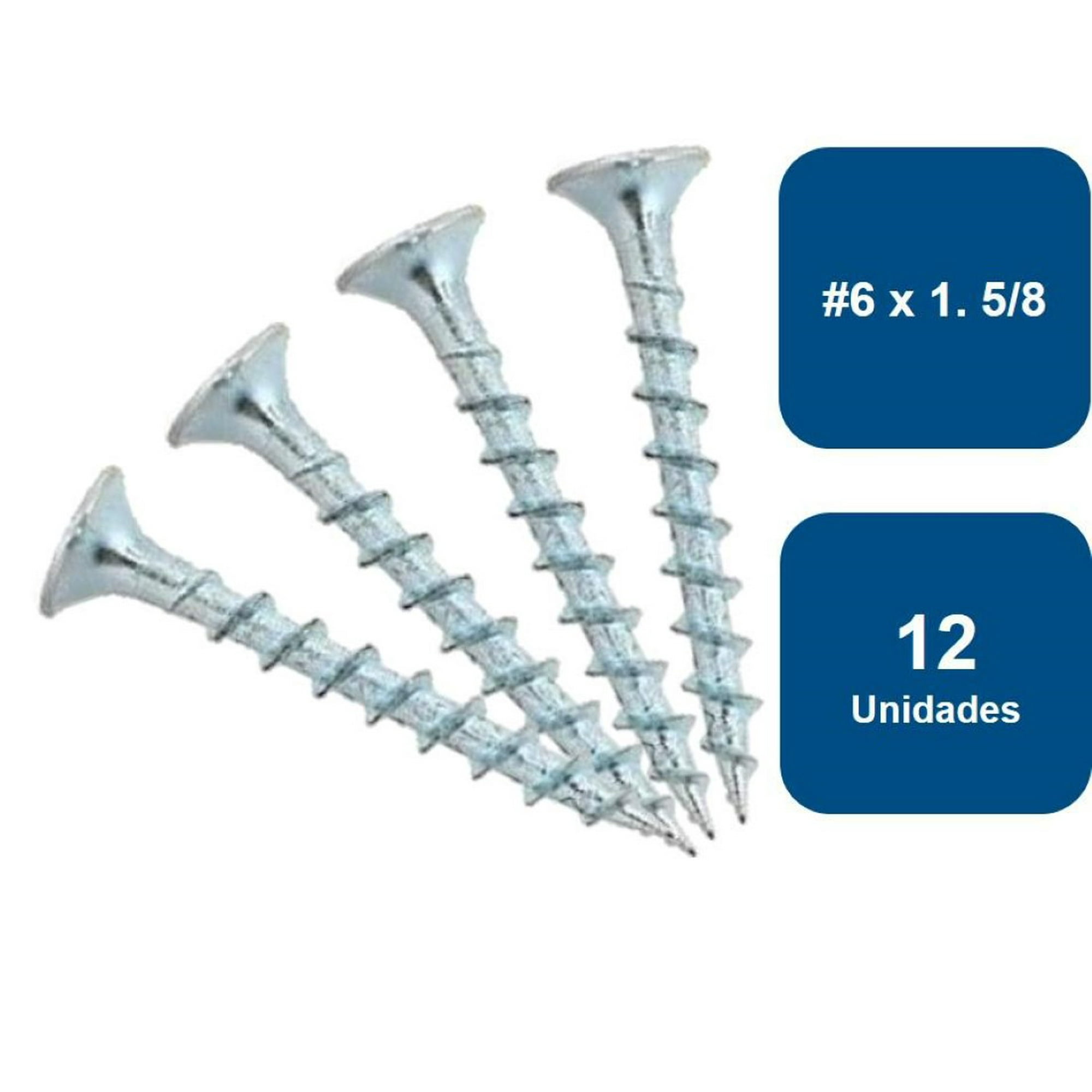 Rukafe Basics - Tornillo Yeso Cartón Zincado Hilo Grueso #6 X 1.5/8" 12un.