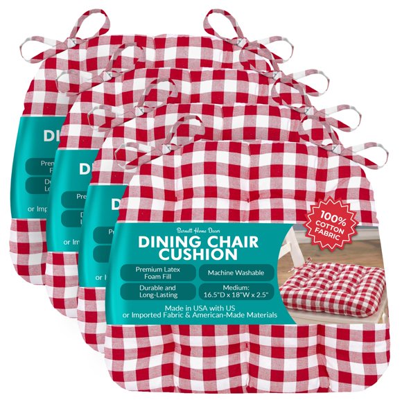 Cojines para silla Barnett Home Decor 46x43 cm Rojo - Pack de 4