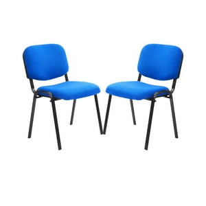 Habita2 Chile - Pack 2 Sillas Meeting De Auditorio Apilable Tapiz Lino Sala De Espera - Azul
