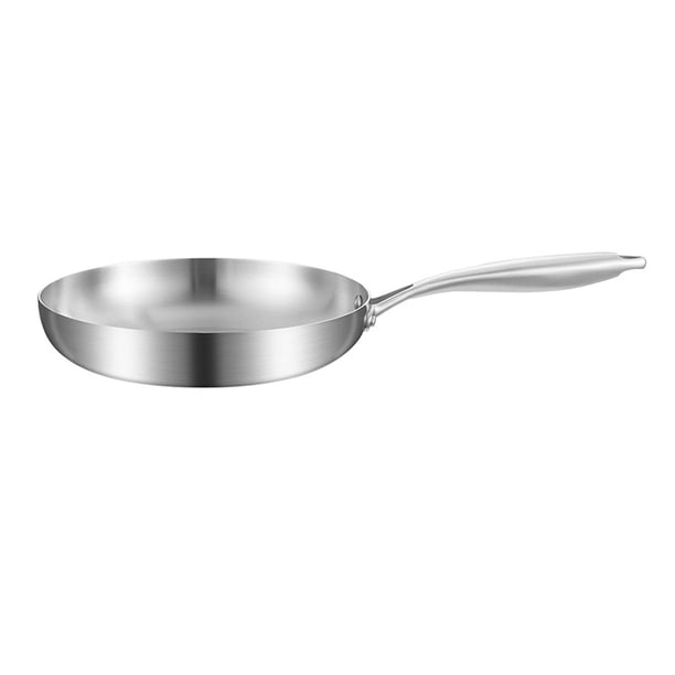 Sartén de acero inoxidable, sartén para carne, sartén de inducción, sartén para tortillas con mango largo para cocina eléctrica, de gas o de inducción 22 cm