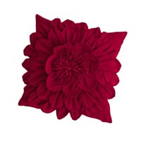 Magideal - Funda De Almohada Con Diseño De Flores 3D, Funda De Almohada Navideña, Funda De Cojín Navideña De Estilo Lujoso Con Diseño Floral Para Decoración Fest Plaza Roja