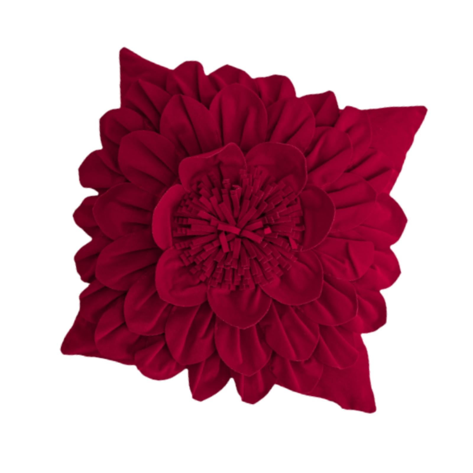 Magideal - Funda De Almohada Con Diseño De Flores 3d, Funda De Almohada Navideña, Funda De Cojín Navideña De Estilo Lujoso Con Diseño Floral Para Decoración Fest Plaza Roja