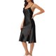thumbnail image 4 of INSPIRE CHIC Camisón de Satén con Escote de Cuello de Mujer sin Mangas y Espalda Descubierta, Vestido de Dormir Midi con Abertura Lateral XS Negro, 4 of 6