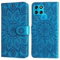 Funda Tipo Cartera Foxdock Para Infinix Smart 6 , Diseño Girasol En Relieve, Cuero Pu, Cierre Magnético, Soporte Y Tarjetero