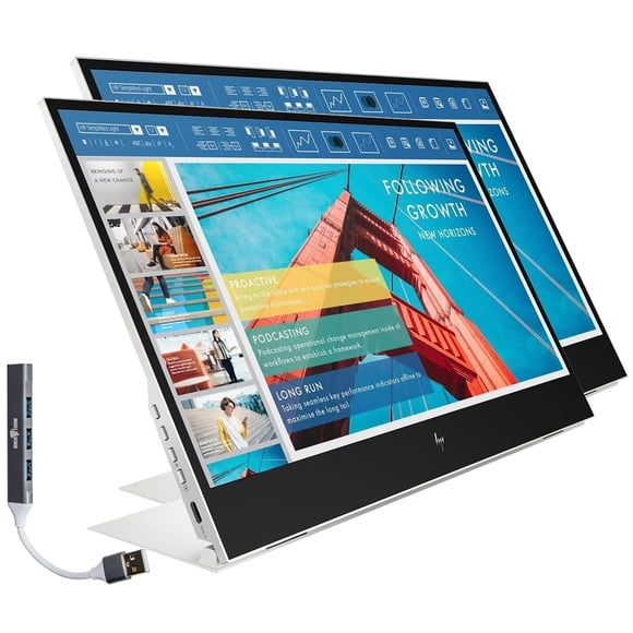 Monitor portátil HP E14 G4 de 14" FHD IPS, 400 nits, USB-C, plata, paquete de 2