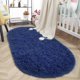 thumbnail image 1 of Alfombra ovalada de felpa ISEAU 150 × 240 cm azul marino claro, 1 of 7