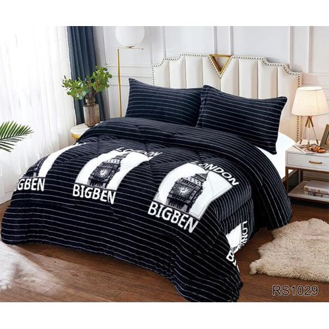 Aladdins Shop - Cobertor De Invierno De Plush Y Chiporro 2 Plazas Negro Londres