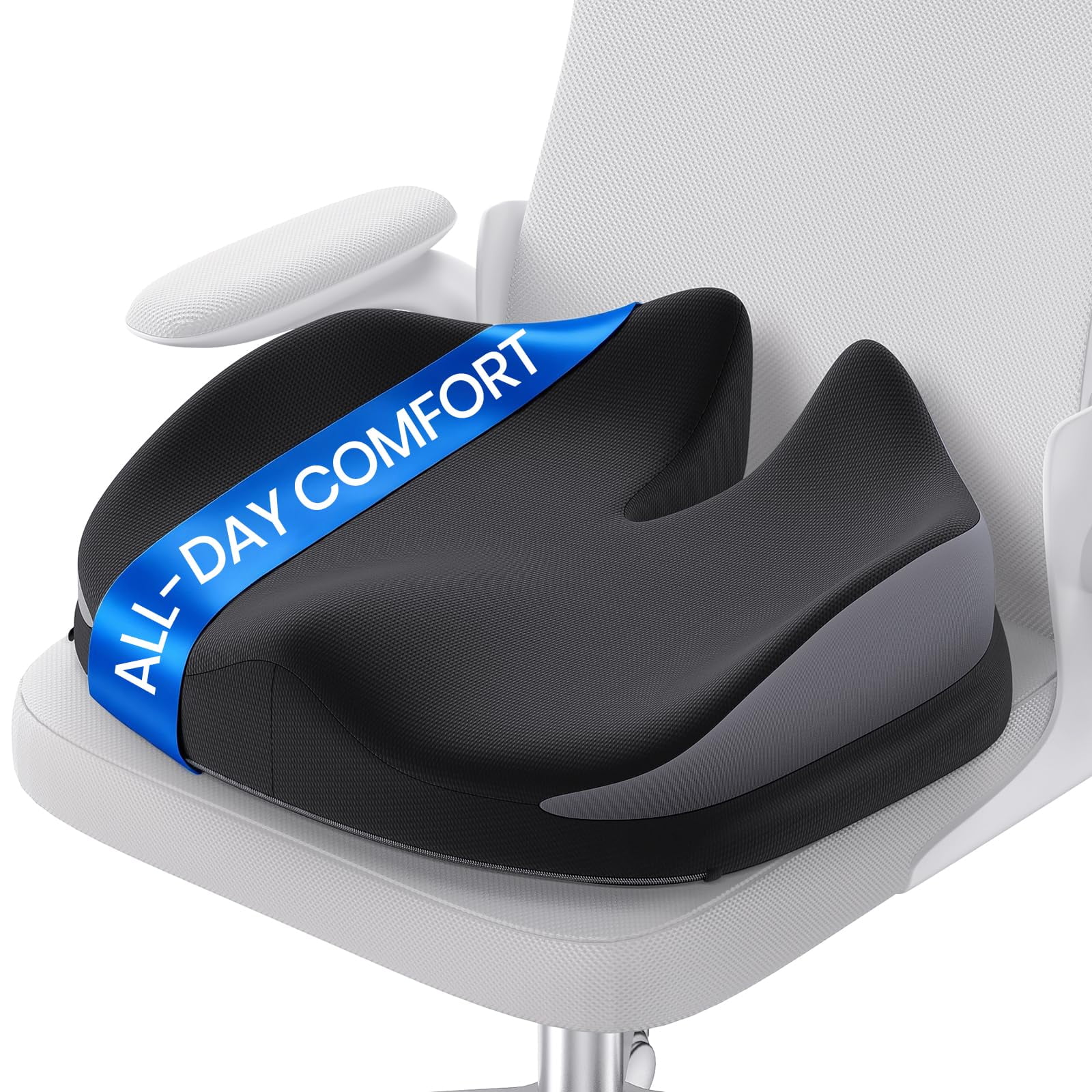 Silla De Oficina Seat Cushion Benazcap, Grande, De Espuma Viscoelástica, Negra