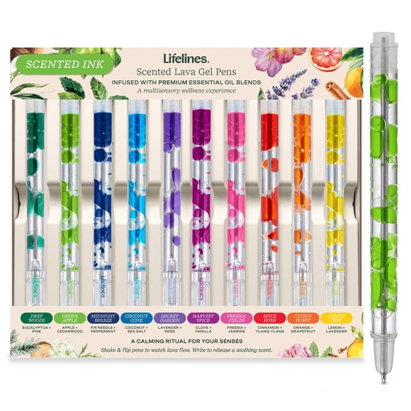 Set de 10 Bolígrafos de Gel Aromáticos Lifelines Lava 0.5 mm