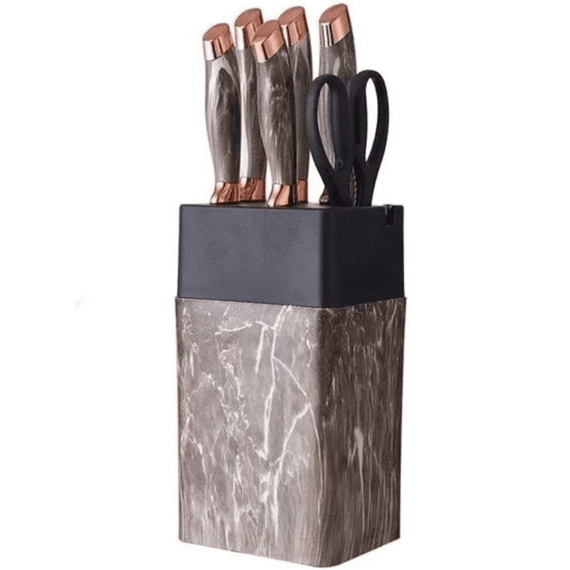 Mp - Set De Cuchillos De Cocina Marble Lux Base Rectangular Taupe