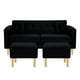 thumbnail image 1 of Sofa New Retro 3c + 2 Pouf Felpa 05 Negro, 1 of 6