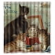 thumbnail image 1 of Cortina de ducha con diseño de gatos y ganchos, 167 x 183 cm, 1 of 3