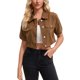 thumbnail image 1 of INSPIRE CHIC Chaqueta de Jean Recortada de Manga Corta con Botones y Desgastada para Mujer de Regreso a Clases Marrón Oscuro XL, 1 of 6