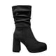 thumbnail image 3 of Bota de Mujer, negra con Plataforma y Diseño Arrugado, 3 of 5