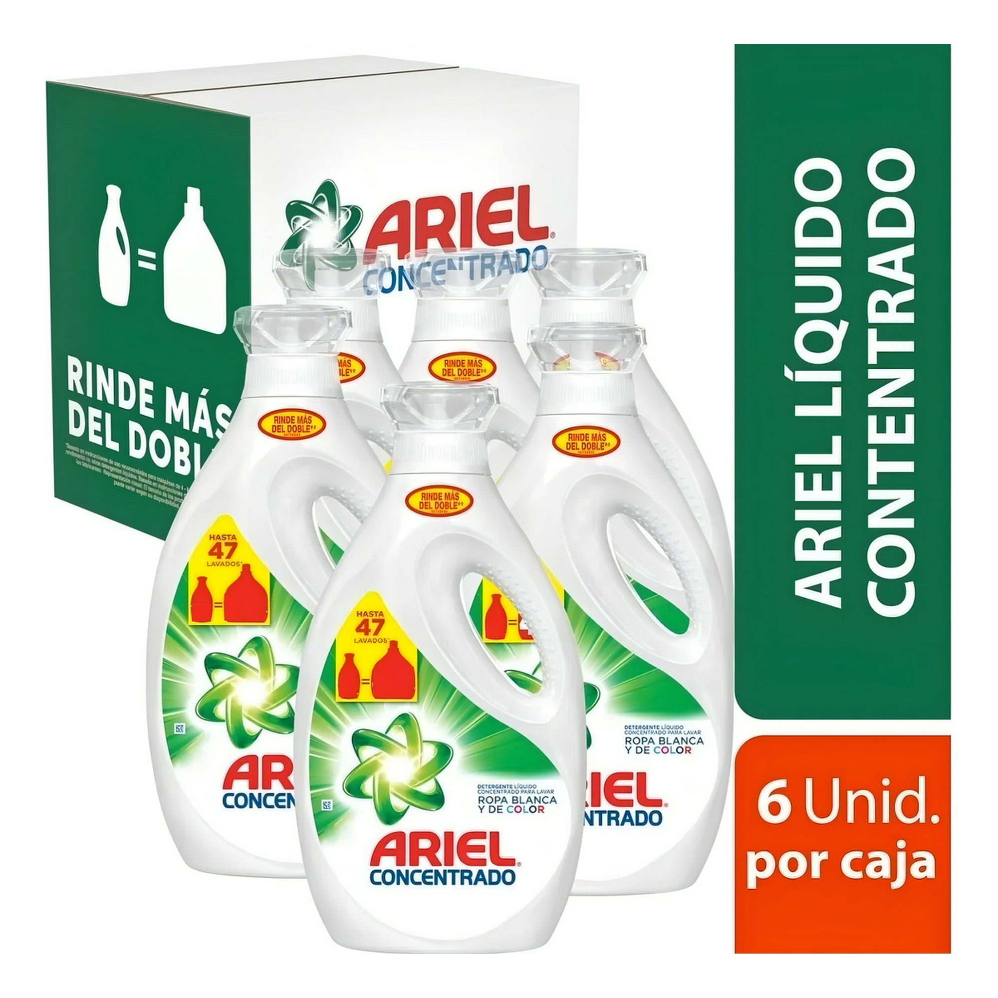 Pack x 6 Detergente Líquido Concentrado Ariel Doble Poder 1.8 L