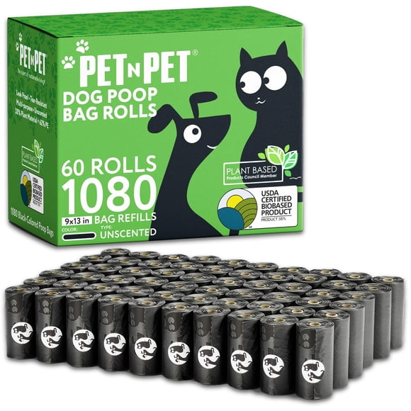Bolsas Para Excrementos De Perro 1080 Unidades Negras 38% A Base De Plantas