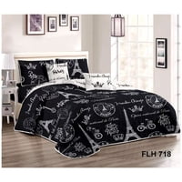 Genérico - Cubrecama Quilt Verano King - Negro Paris Flh718