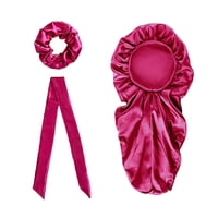 Ioensy - Gorro Largo De Satén Para Dormir, Cómodo Y Sedoso Para Cabello Largo Y Rizado, Color Rosa