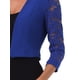 thumbnail image 5 of INSPIRE CHIC Top de Encaje para Mujer con Frente Abierto para Oficina de Trabajo, Manga 3/4, Bolero Corto Floral de Navidad, Talla XL, Azul Real, 5 of 6