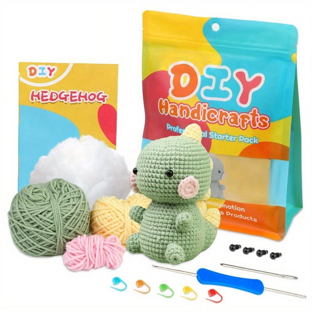 DIY Crochet Starter Kit - 7 Essential Items for Beginners - Beanie Balls, Needles, Markers, Yarn Needles, Stitch Markers, Eyes & Stuffers!