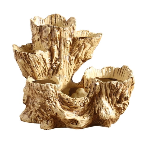 Magideal - Maceta Tronco De Árbol Jardinera De Escritorio Escultura De Jardín Adorno Rústico Jarrón Multifuncional Para Plantas De Aire Adecuado Para Decorar En Madera