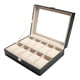 thumbnail image 2 of Caja De Reloj De Cuero Con 10 Ranuras, Organizador De Vitrina De Joyería Con Tapa De Cristal, 2 of 3
