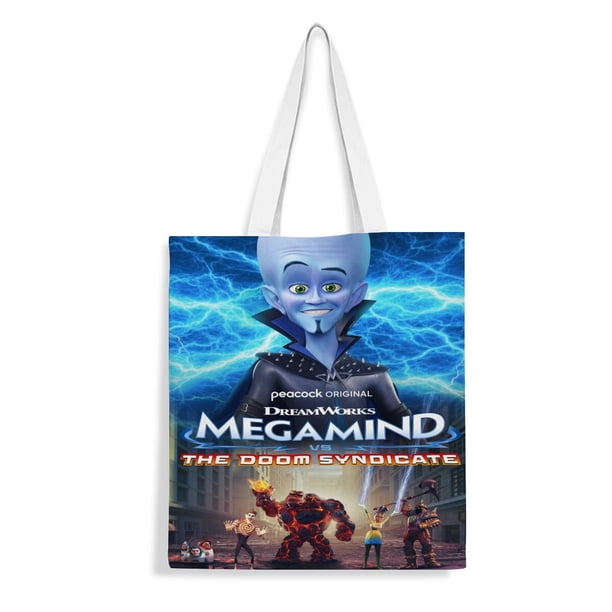 Megamind Rules! Bolso de tela con estampado de lienzo para mujer, bolsa de compras reutilizable y estética, con cremallera interior, regalo para mujer,40*45cm.