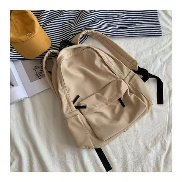 Women Schoolbag Waterproof Large Capacity School Backpack Smooth Zipper Solid Color Teens Girl Casual Daypack Bag Student Supply