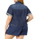 thumbnail image 3 of Chaqueta de mezclilla corta con botones al frente para trabajo, colegio o escuela de manga corta para mujer de talla grande Agnes Orinda 2X azul marino, 3 of 7