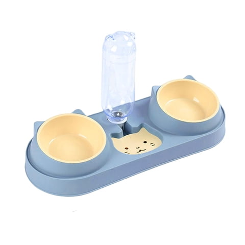 Magideal - Para Mascotas 3 En 1, Estación De Alimentación Para Mascotas, Fuente De Agua De 500 Ml, Contenedor De Alimentos Desmontable, Para , Azul