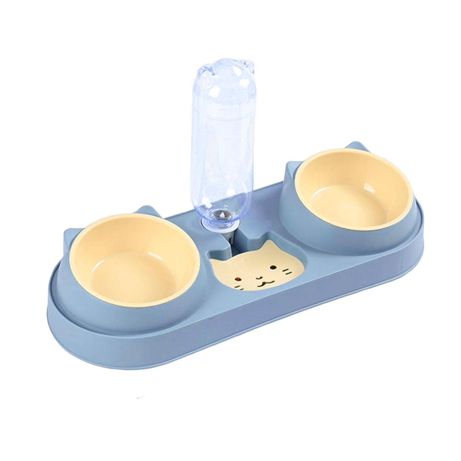 Magideal - Para Mascotas 3 En 1, Estación De Alimentación Para Mascotas, Fuente De Agua De 500 Ml, Contenedor De Alimentos Desmontable, Para , Azul