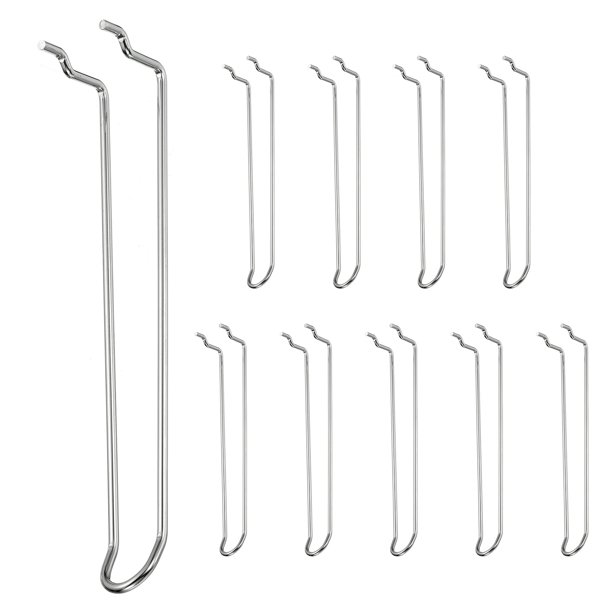 Uxcell 10 Pcs Ganchos para Tablero de Clavijas, Kit de Ganchos para Tablero de Clavijas de 7.9 Pulgadas Compatible con Tablero de Clavijas de 1/6" para Garaje, Tono Plateado
