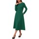 thumbnail image 4 of INSPIRE CHIC Vestido de Manga Larga para Mujer Invitada de Boda Formal Cóctel Cuello Redondo Vestido Maxi Línea A M Verde Oscuro, 4 of 6