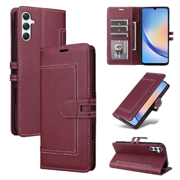 Premium Wallet Case for Samsung Galaxy A55 5G with Card Slots & Kickstand, Flip Cover Red