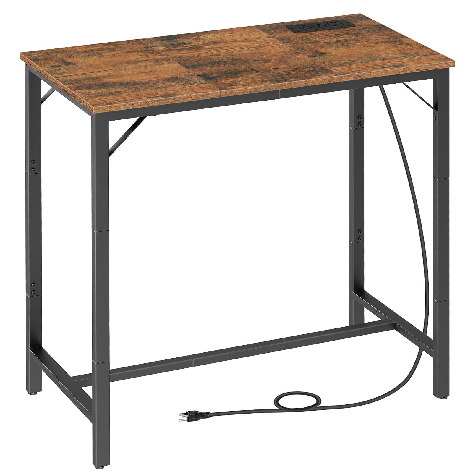 Mesa De Bar Hoobro Con Estación De Carga 35,4 X 15,7 X 35,6 Cm, Rústica