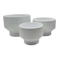 Fliperex - Set 3 Maceteros Maceta De Ceramica Copon Blanco Brillante