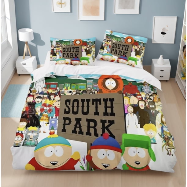 SouthParkAnimeDuve Cover Cartoon Duvet Cover Set Wedding Set Home Texture3-Piece Bedding Set (1 Duvet Cover + 2 Pillow Shams)
