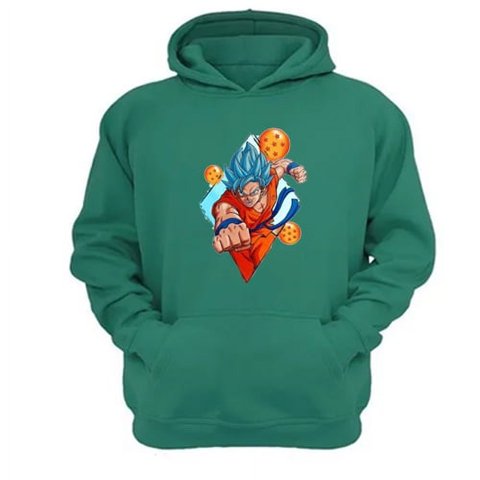 Genérico - Polerón Canguro Goku Verde Aguamarina Talla Xl Unisex