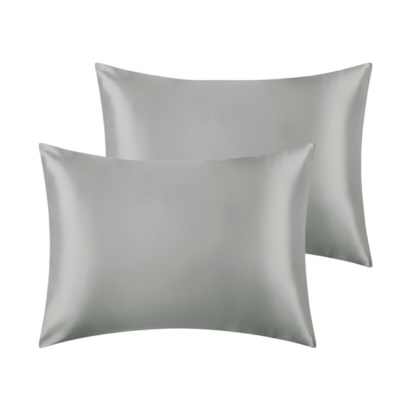 REGALWOVEN Juego de 2 fundas de almohada de satén para cabello y piel con cierre de sobre King Gris Oscuro