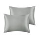 thumbnail image 1 of REGALWOVEN Juego de 2 fundas de almohada de satén para cabello y piel con cierre de sobre King Gris Oscuro, 1 of 6