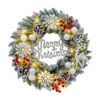Magideal - Corona De Navidad Artificial Con Guirnalda Decorativa De Hojas Verdes Frutos Rojos Y Piñas De Pvc Para Colgar Adecuada Para Puerta Principal Festivales Celebraciones Y Hogar 30 Centímetros