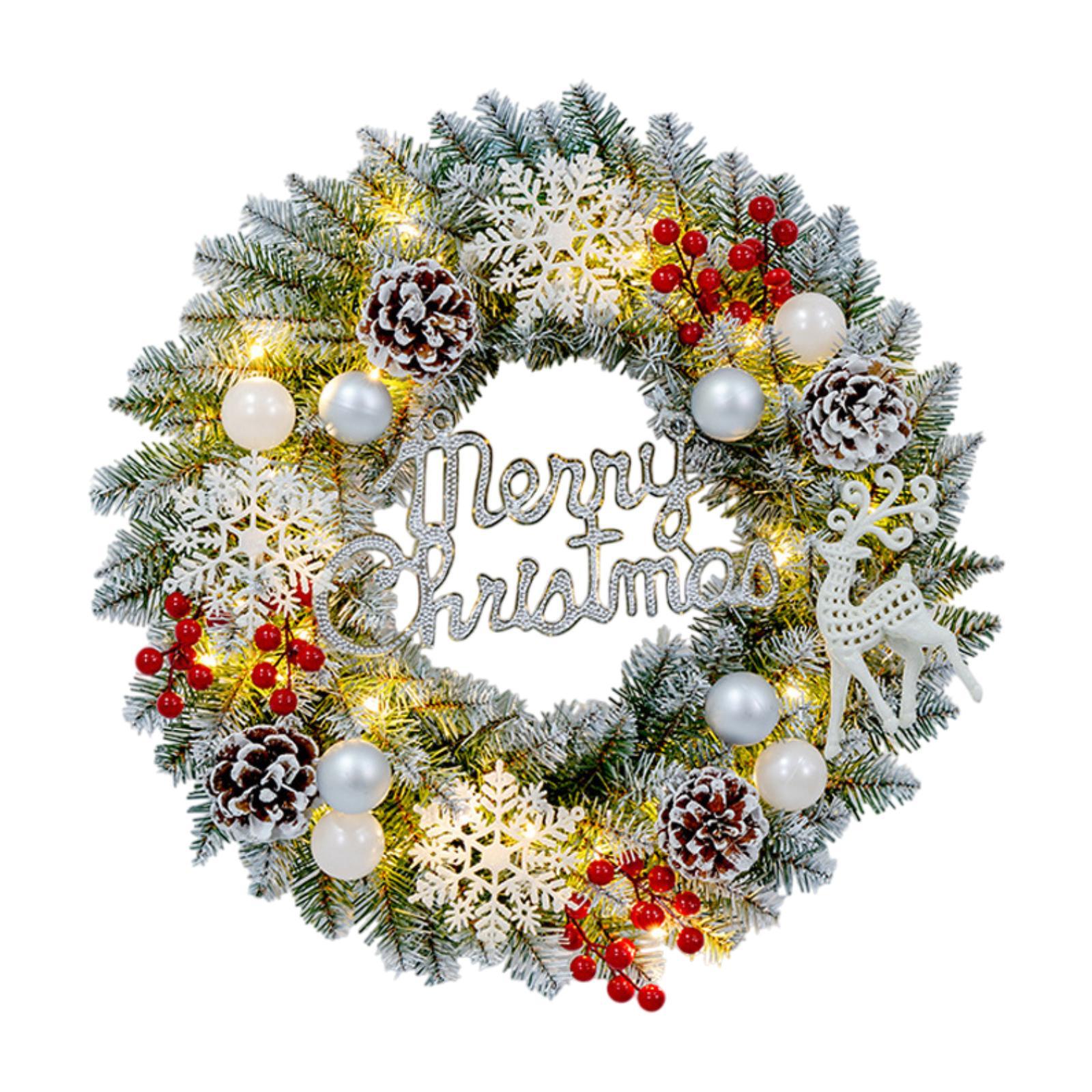 Magideal - Corona De Navidad Artificial Con Guirnalda Decorativa De Hojas Verdes Frutos Rojos Y Piñas De Pvc Para Colgar Adecuada Para Puerta Principal Festivales Celebraciones Y Hogar 30 Centímetros