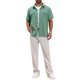 thumbnail image 2 of INSPIRE CHIC Camisas de Lino de Manga Corta con Bolsillos en el Pecho para Hombre, Verano, Playa, Abotonadas, Talla XL, Verde, 2 of 6