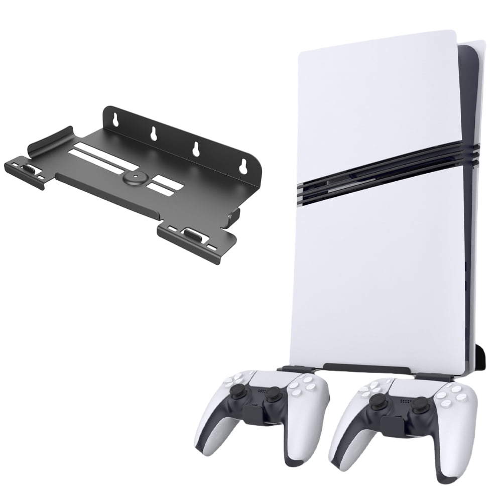 Genérico - Soporte De Pared Vertical Con 2 Soportes De Mando Para Playstation 5 Pro/slim - Base De Soporte De Almacenamiento-negro