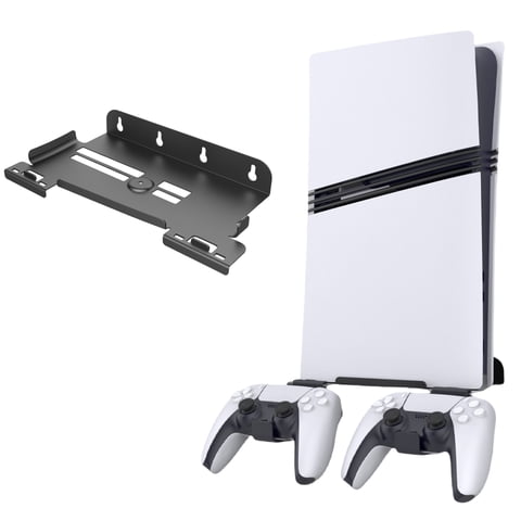 Genérico - Soporte De Pared Vertical Con 2 Soportes De Mando Para Playstation 5 Pro/Slim - Base De Soporte De Almacenamiento-Negro