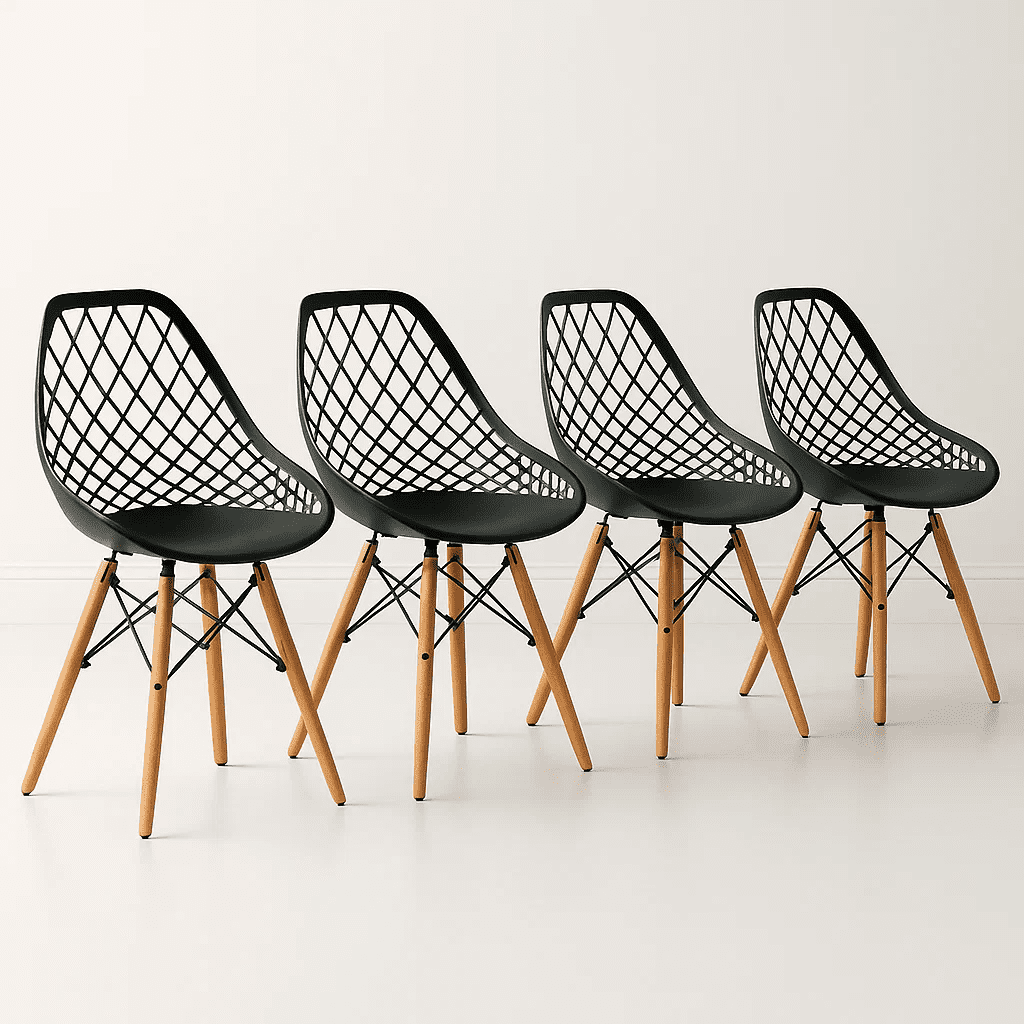 Klik Muebles - Pack De 4 Sillas Eames Enrejada Mesh - Negra