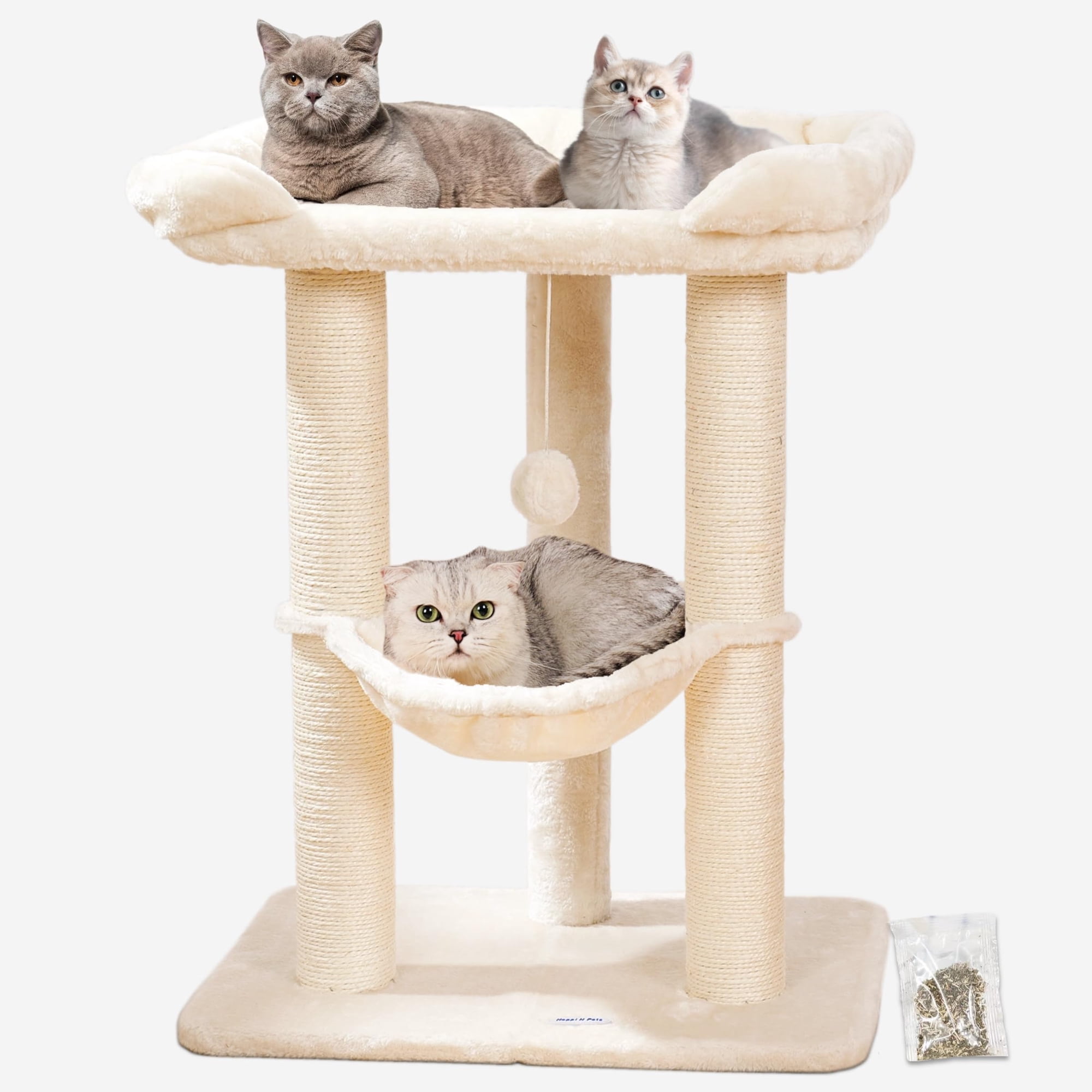 Happi N Pets - Torre Rascador Para Gatos 28 Grande Para Gatos De Interior Beige