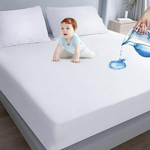 Aura Zeus - Cubre Colchon Impermeable Protector King Blanco Premium Az