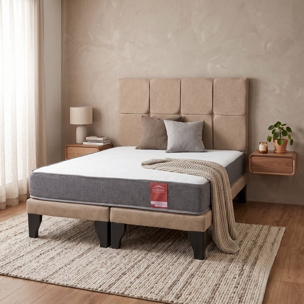 Cama 2 Plazas Europea América Slim Respaldo Atenas 150x190x50 Cm Tela Beige