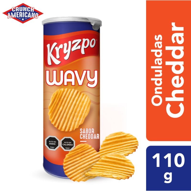 Papas Fritas Tarro Wavy Cheddar 110 g Kryzpo